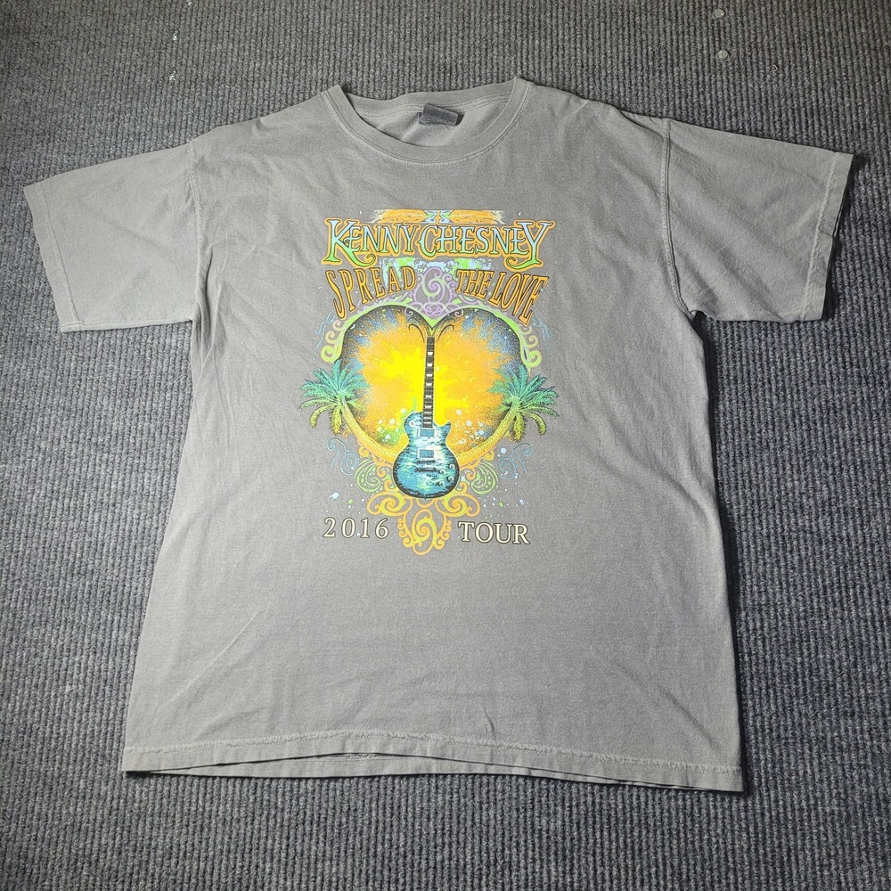 Kenny Chesney Spread The Love Tee Mens Lrg Gray 2016 Tour Comfort‎ Colors Tag